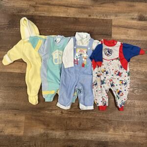 Vintage Baby Boy Clothes 6-9 Mo 4-Outfit Lot 1990s Buster Brown Healthtex READ